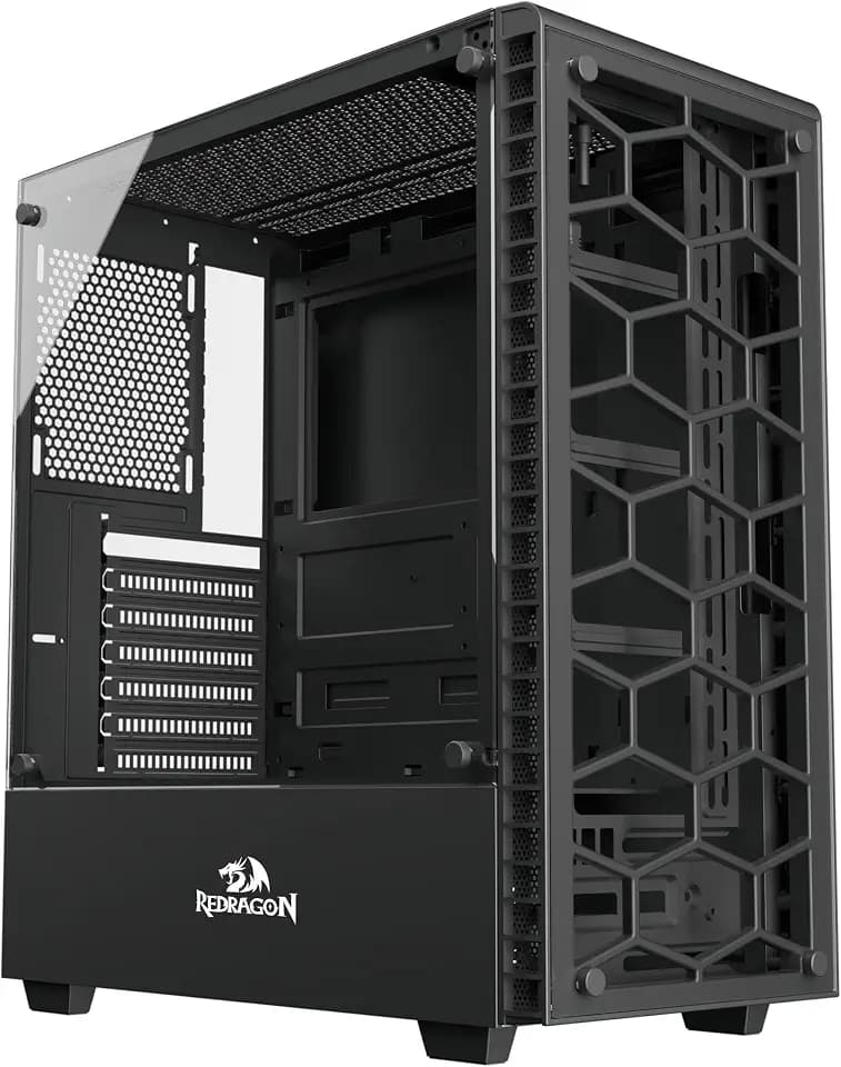 Redragon - GC-624 - ATX Gaming PC Case - Tempered Glass Gaming PC Case - Computer with Side Tempered Glass Panel and a Magnetic Dust Filter