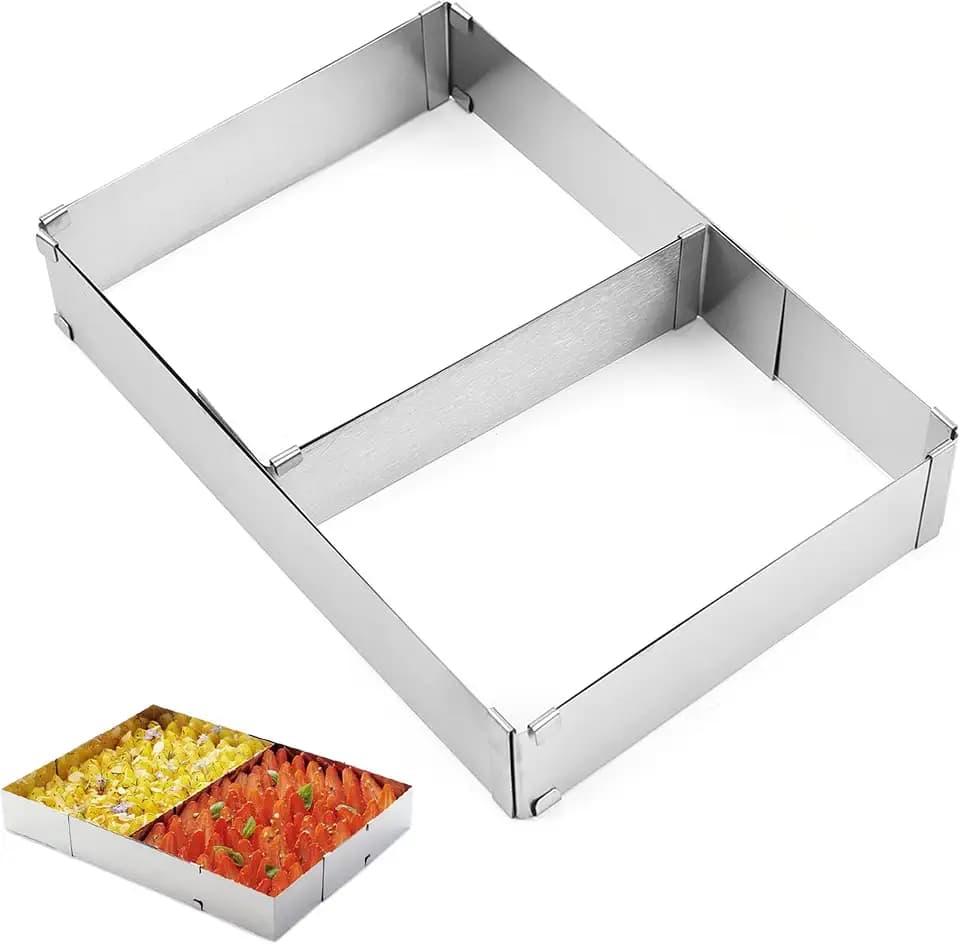 Backrahmen Rechteckig Verstellbar, 5cm Hohe Edelstahl Backform Rechteckig