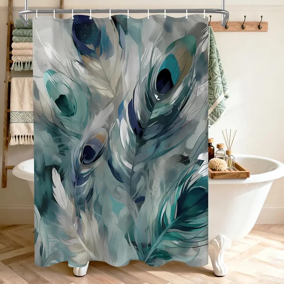 Vintage Peacock Feather Shower Curtains Aesthetic Pretty Funky