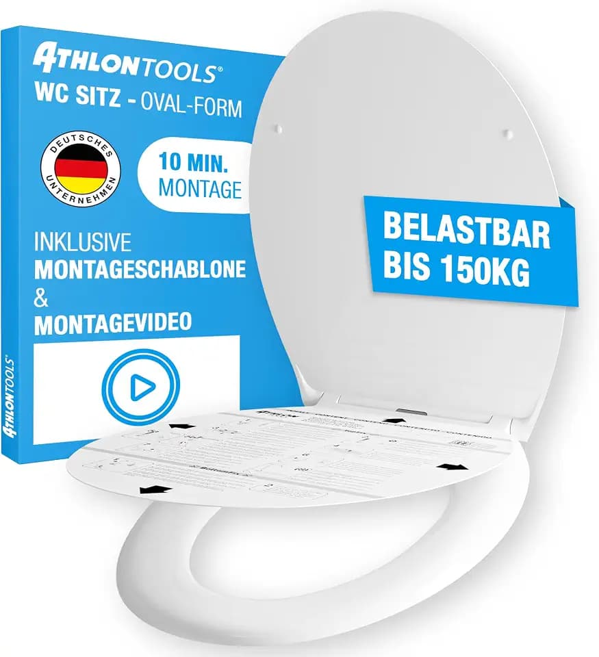 ATHLON TOOLS Toilettendeckel mit Absenkautomatik O-Form – Duroplast WC Sitz
