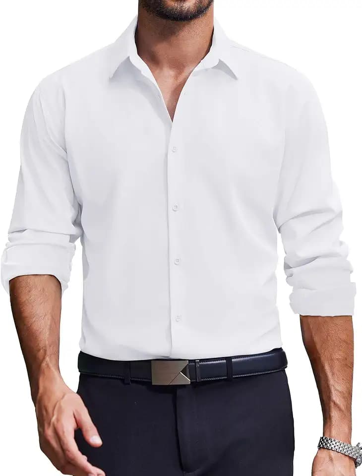 COOFANDY Men's Dress Shirts Long Sleeve Casual Button Down Shirt Solid Regular Fit Formal Business Shirts