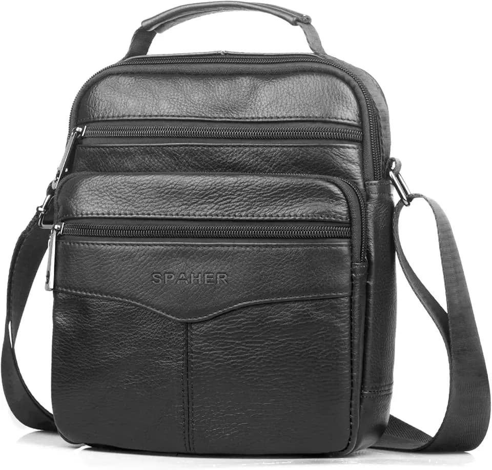 SPAHER Groß Herrentasche Leder Tasche Umhängetasche IPAD Handgelenktasche Schultertasche Business Männer Aktentaschen Handtaschen Rucksack Crossbody Sling Reisetasche für Arbeit Reise Alltagsleben