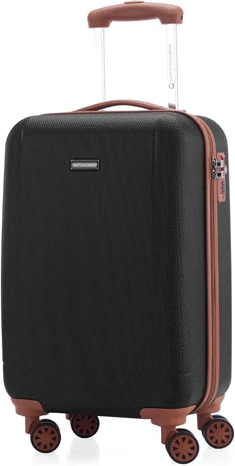 HAUPTSTADTKOFFER - Wannsee - Handgepäck Hartschalen-Koffer Trolley Rollkoffer Reisekoffer, TSA, 58 cm, 37 Liter, Schwarz/braun