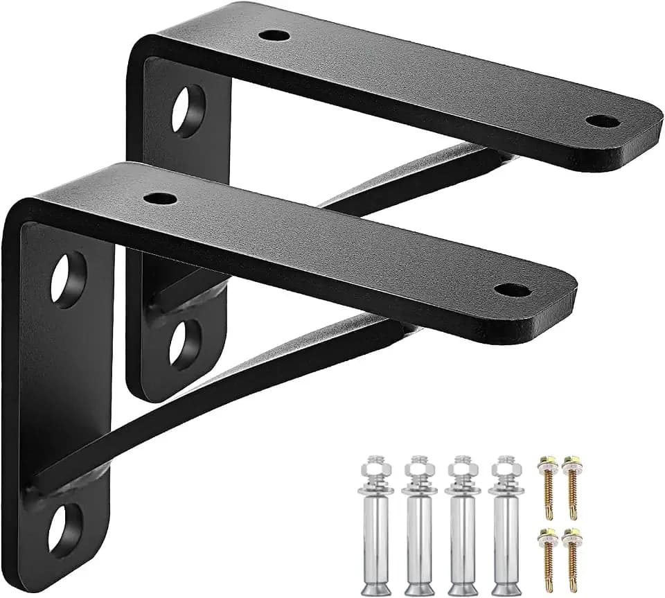 SPACEEUP 4" x 5" Heavy Duty Shelf Brackets 2 Pcs, Load Capacity 450 Lbs, L Shelving Brackets for Floating Shelves, High Strength Metal Countertop Support