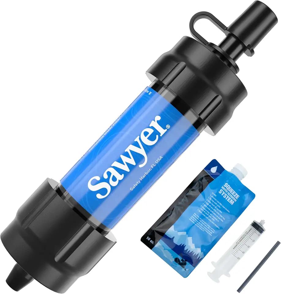 Sawyer Mini PointONE Wasserfilter Outdoor Notversorgung enfernt 100% Mikroplastik und 99,99999%* Aller Bakterien