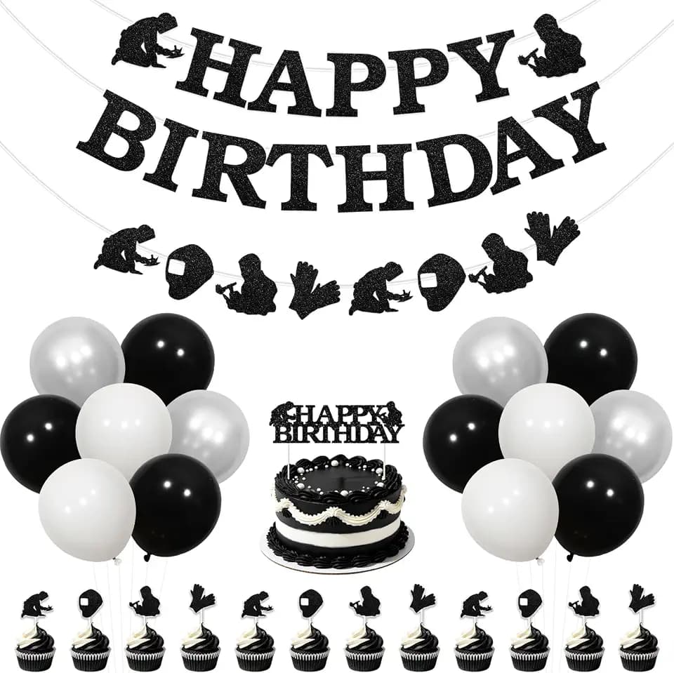 TWO WILD Electric Welding Birthday Decorations Kit, Glitter Paper Happy Birthday Banner and Garland,Cake Topper, Cupcake Toppers, Latex Balloons for Birthday Party Decor