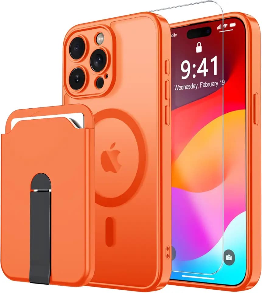 Magnetic for iPhone 15 Pro Max Case with Screen Protector+Removable Wallet