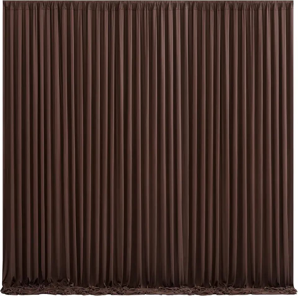 10ft x 10ft Brown Backdrop Curtain for Parties Wedding Brown Wrinkle Free Backdrop Drapes Panels for Baby Shower Gender Reveal Birthday Photo Photography Polyester Fabric Background Decoration