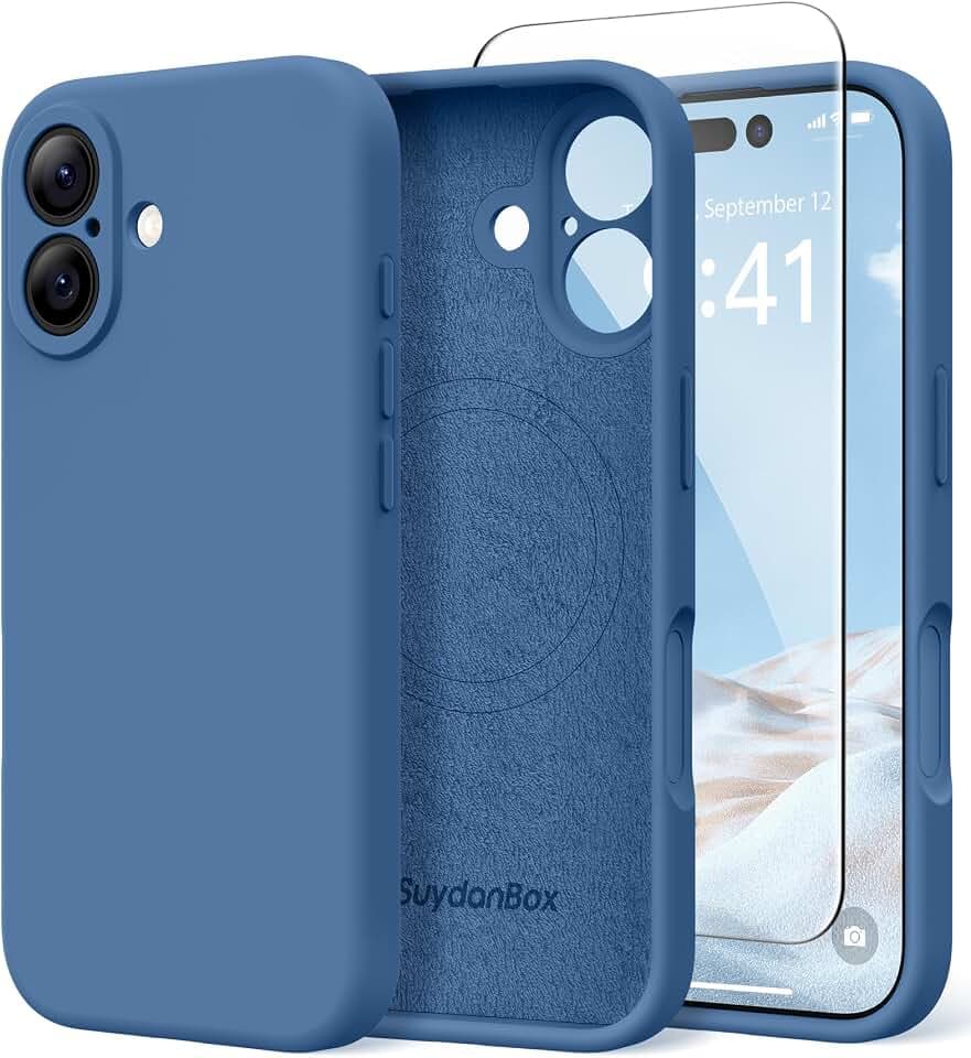 SuydanBox Magnetische Hülle für iPhone 17, kompatibel mit MagSafe, [vollständiger Kameraschutz] [Displayschutz] Stoßfeste Silikon-Schutzhülle für iPhone 17 6,3 Zoll, Seeblau