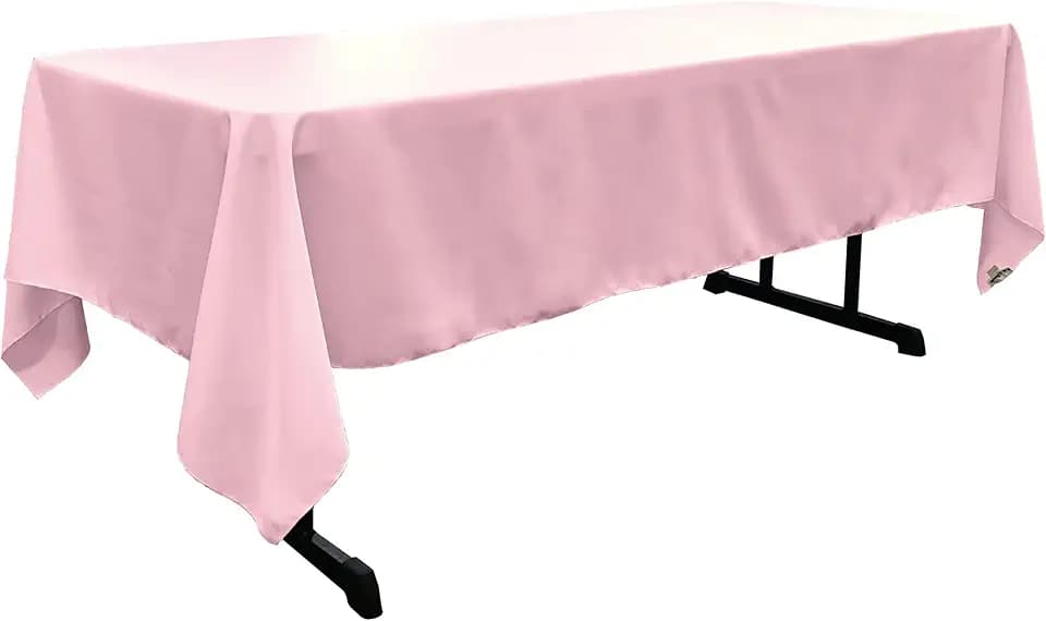 LA Linen Polyester Poplin Washable Rectangular Tablecloth, Stain and Wrinkle Resistant Table Cover 60x126, Fabric Table Cloth for Dinning, Kitchen, Party, Holiday 60 by 126-Inch, Pink Light