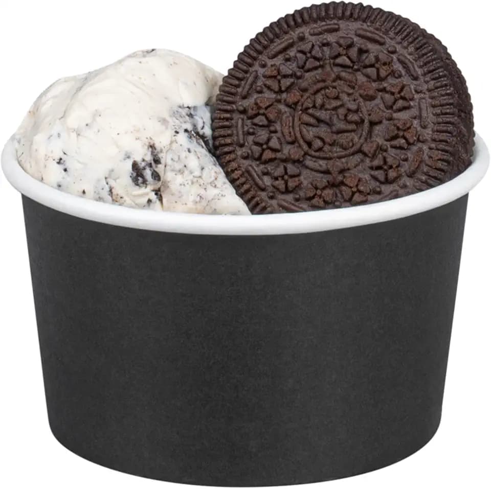 Coppetta 5-Ounce Dessert Cups, 200 Disposable Ice Cream Cups - Lids Sold Separately, Sturdy, Black Paper Frozen Yogurt Bowls, For Hot And Cold Foods, Perfect For Gelato Or Mousse - Restaurantware