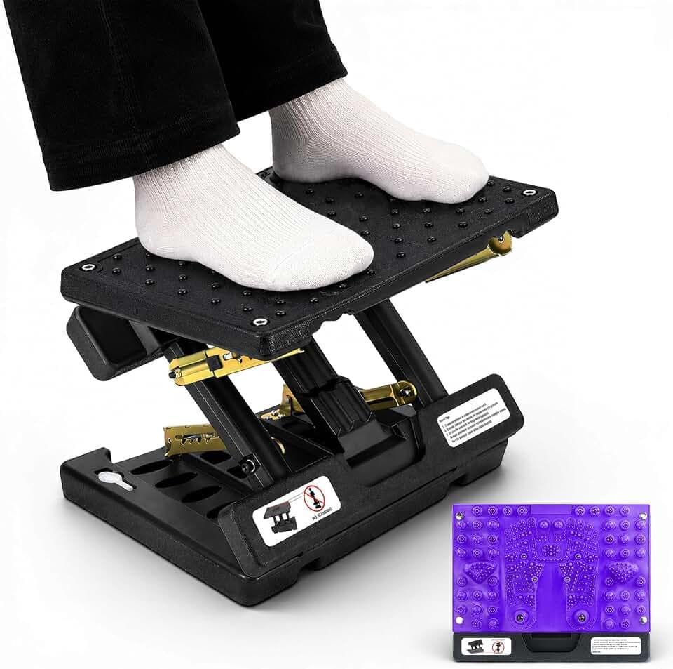 Footrest Under Desk,Height Adjustable footrest with Reflexology Pad