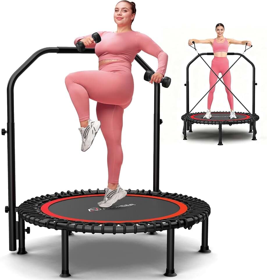 ANCHEER 40"/48" Foldable Mini Trampoline with Adjustable Handle for Adults