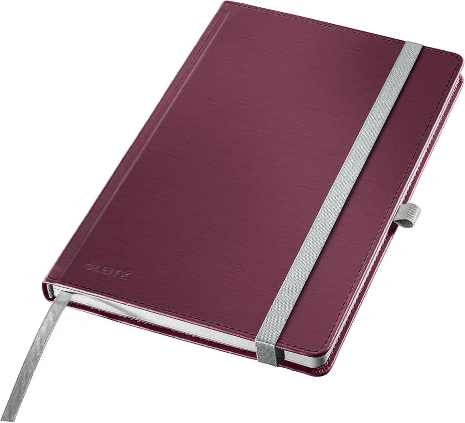 Leitz Style A5 Notizbuch Liniert, Hardcover, 160 Seiten, 80 Blatt, FSC-zertifiziertes 100 g/m² Papier, Verschluss & Lesezeichen, für Büro & Home Office, Rot, 44851028