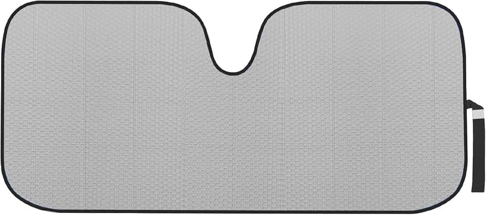 Motor Trend Gray Accordion Folding Car Windshield Sun Shade - Blackout Sun Visor for Car Windshield - Foldable Jumbo Sunshade and Front Window Truck Sun Screen for UV Sun Protection - 66 x 27