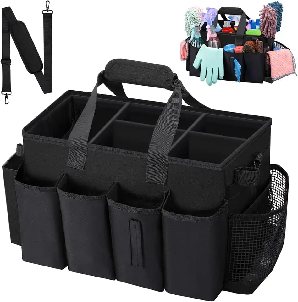 Wearable Large Cleaning Caddy Bag for Housekeepers (Black)
