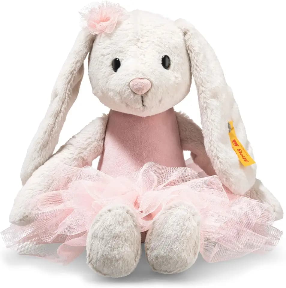 Steiff Hoppie Balletthase 30cm bunt, Plüschtier mit Schlappohren, Flauschiges Stofftier im Ballett-Outfit zum Kuscheln und Spielen, Kuscheltier für Mädchen und Jungen, waschmaschinenfest