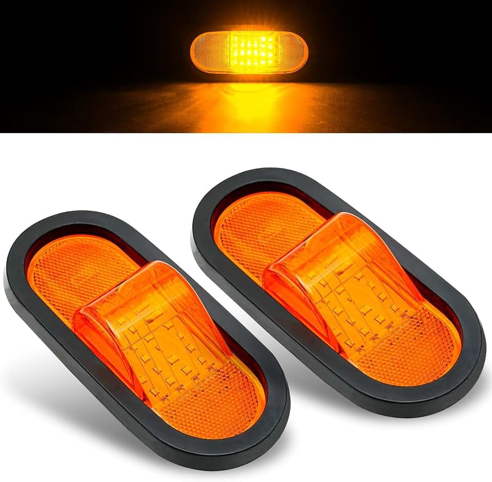 2Pcs 6.5 inch Amber Oval LED Trailer Turn Signal Lights