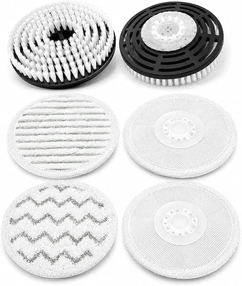 Steam & Scrub Mop Replacement Pads Kit for Shark S8001 S8002BRN S8200 S8201 S7001 S7201 Series, Heavy Duty Scrub & Daily Clean Bundle, Washable Reusable (2 Brush Heads + 4 Pads)