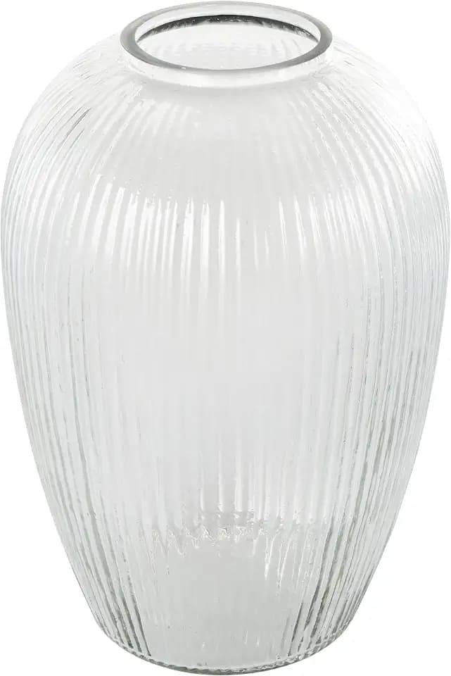 Deco 79 Glass Ribbed Fluted Vase, 8" x 8" x 12", Clear