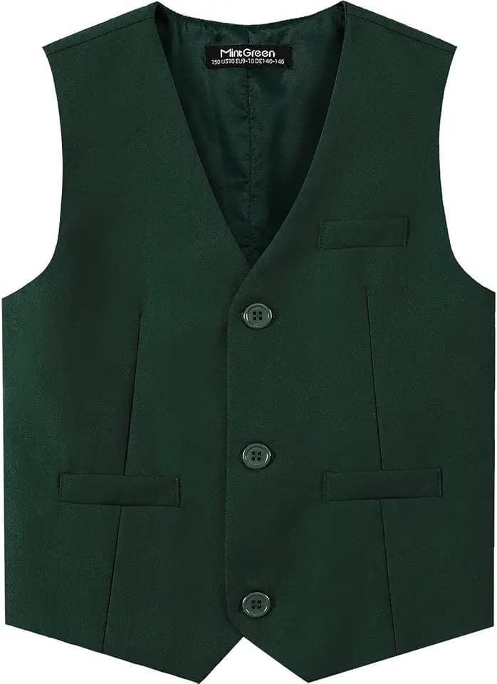 mintgreen Anzug Kinder Jungen Weste, Klassisch Einfarbig Hochzeit, 128-170