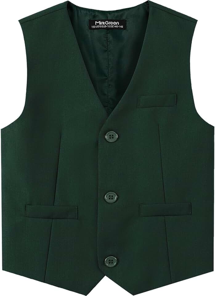 mintgreen Anzug Kinder Jungen Weste, Klassisch Einfarbig Hochzeit, 128-170