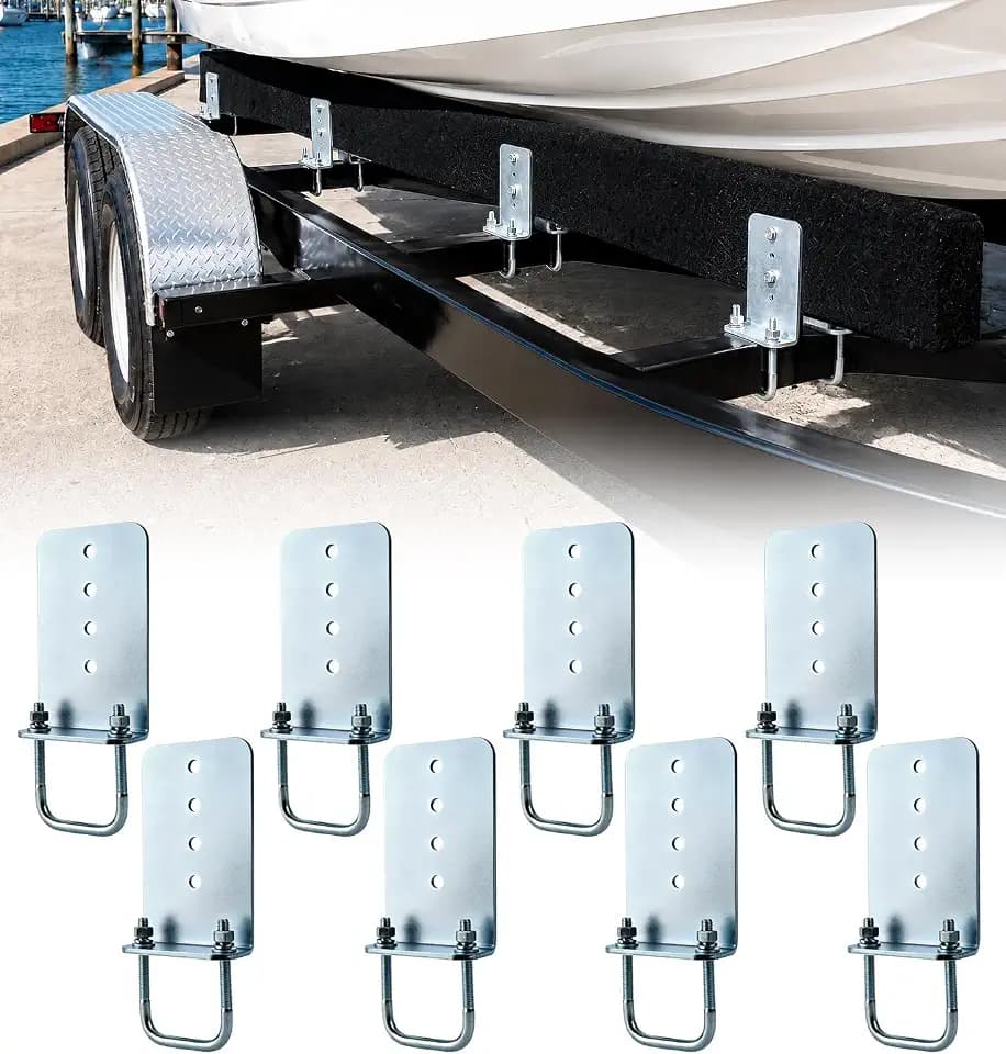 Heavy-Duty Steel 8" L-Type Boat Trailer Bunk Bracket Kit Fit for 3x3 Boat Trailer Crossmembers