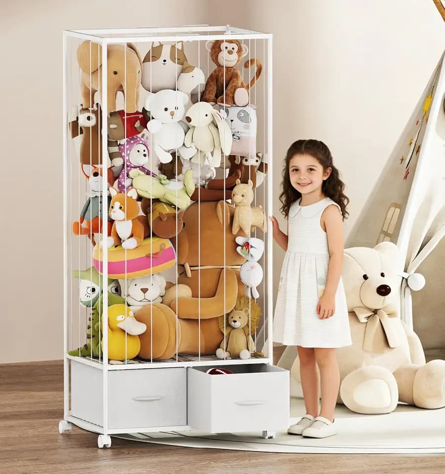 Metal Stuffed Animal Storage,53.5" Tall Extra Large Toy Organizer