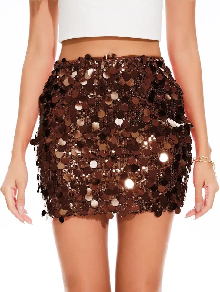 Paillettenrock für Damen Glitzer Röcke Sexy Minirock Elastische Taille Hüftrock GlitzerSkirt für Nacht aus Party Karneval Silvester