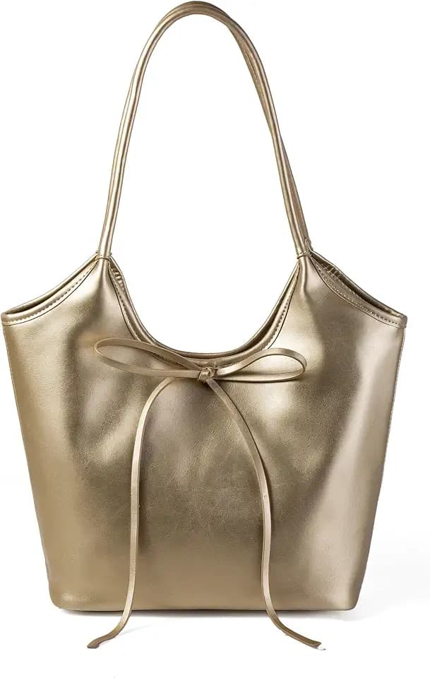 Vintage French Bow Tote Bag Large Capacity Hobo Bag Shoulder Bag Satchel Purse Chic Underarm Bag for Women Girls