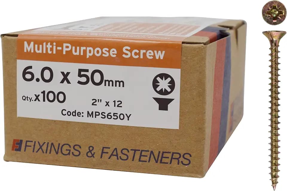 Bargainscrews Mehrzweckschrauben für Karton 100 Stück, MPS650Y
