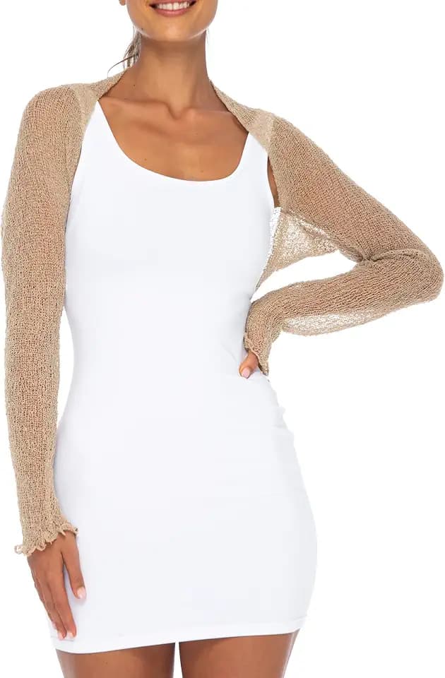 Back From Bali Womens Sheer Mesh Arm Cover Shrug Cropped Lightweight Bolero