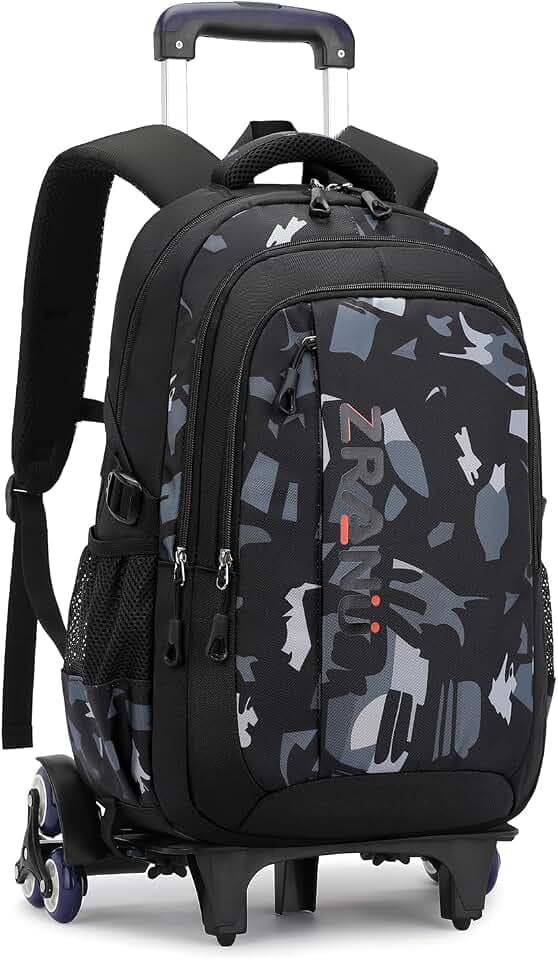 Amythe Schulrucksack Trolley für Jungen, Rucksack mit Rollen 6 Räder