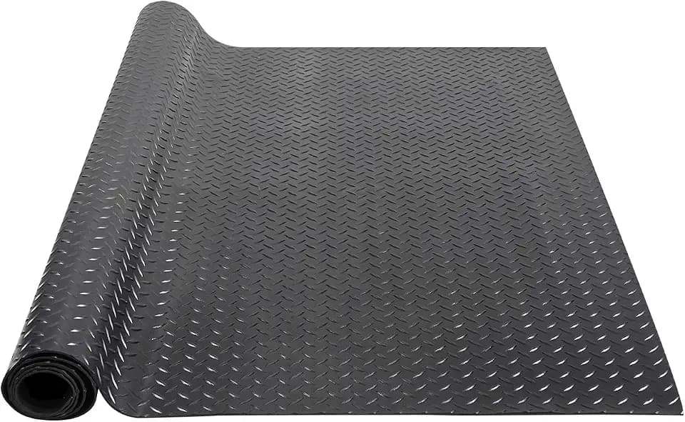 VEVOR Diamond-Plate Rubber Flooring Roll, 3 mm x 4 ft x 6 ft Garage Floor Mat, SBR Rubber Garage Flooring Roll, Easy to Clean, Diamond Plate Rubber Mat for Under Cars, Garage Industry Gym, Black