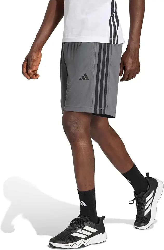 adidas Mens Workout Essentials Base 3-Stripes Pique Short 9-Inch Casual Bottoms Casual - Blue