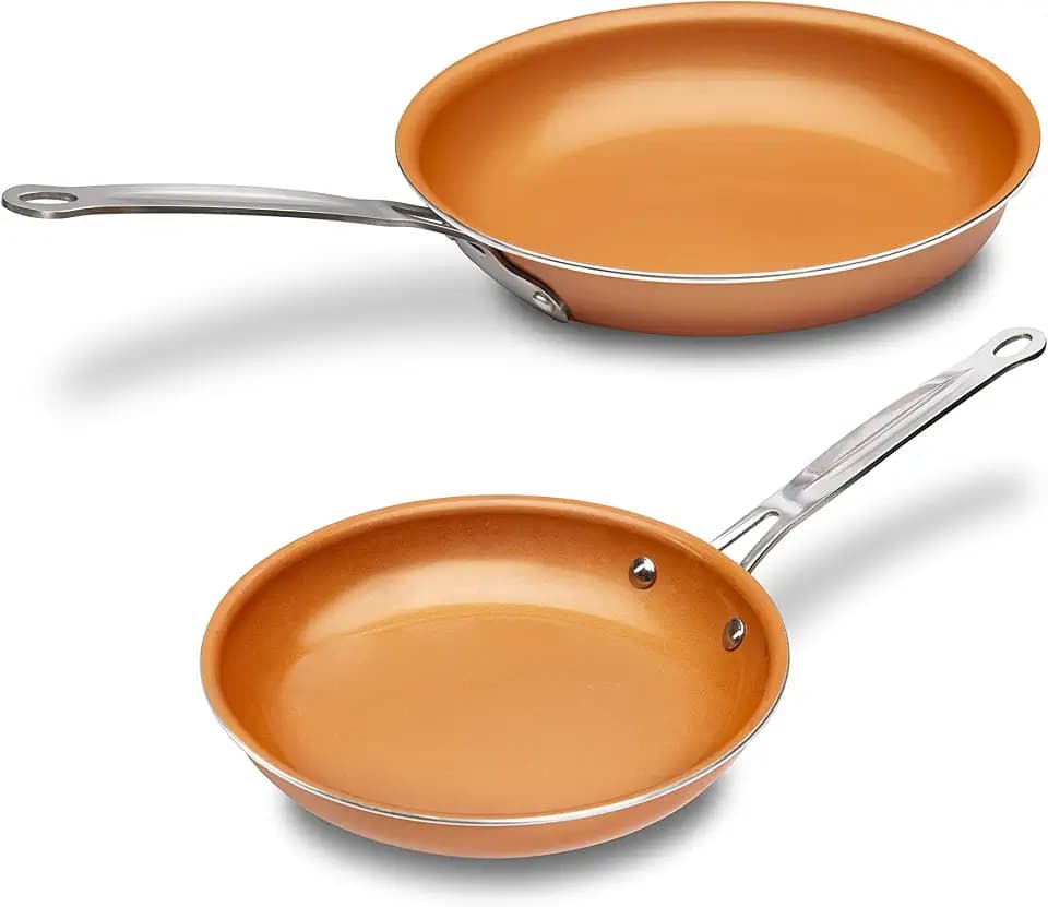 MASTERPAN Kupferton 20,3 cm und 22,9 cm Keramik-Antihaft-Pfanne, 2 Stück (MP-160)