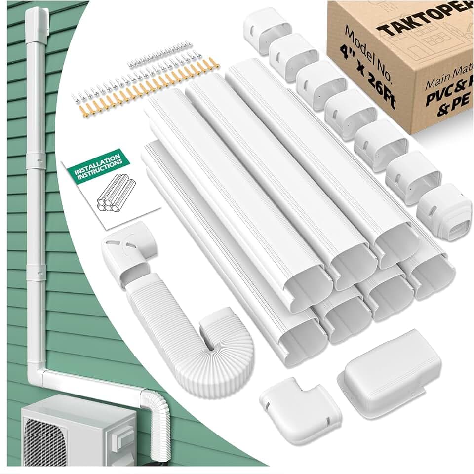 4'' 26 Ft Mini-Split Line Set Cover, AC Pipe Cover Line Hide Lineset Kit