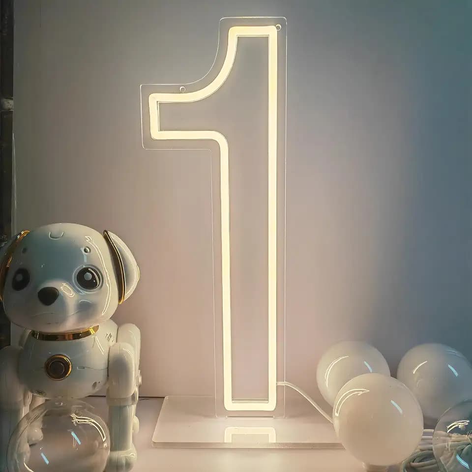 Neon Signs Number 1 Birthdays Decor Neon Lights One Party USB Plus Battery Case Light up Your Baby's First Birthday with Our Neon Number One Sign (Number 1-Warm White)