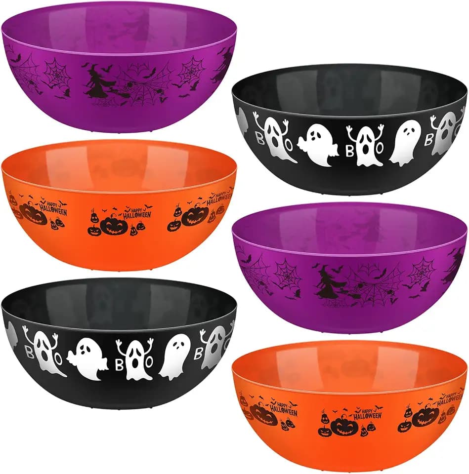 Funtery 6 Pcs Halloween Candy Bowl Bulk Trick or Treat Paty Serving Bowls