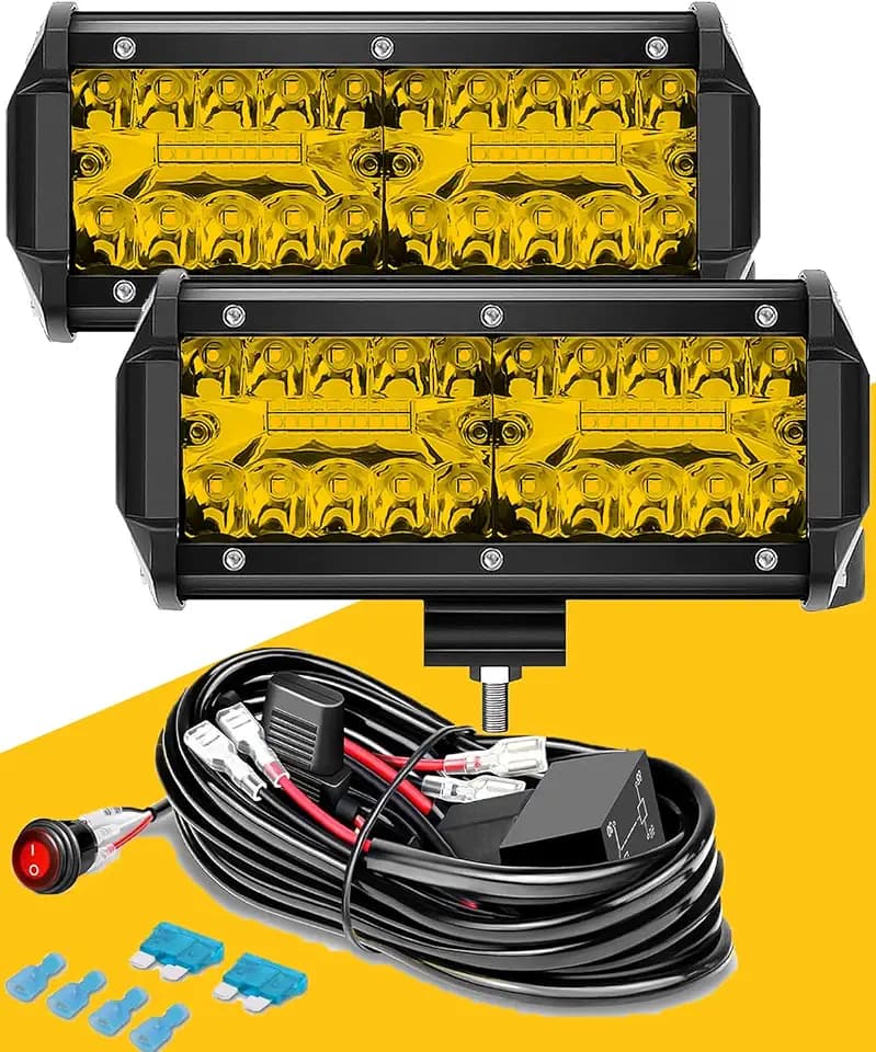 HILLSKING 7inch LED light bar,Amber &yellow pod/fog lights bar