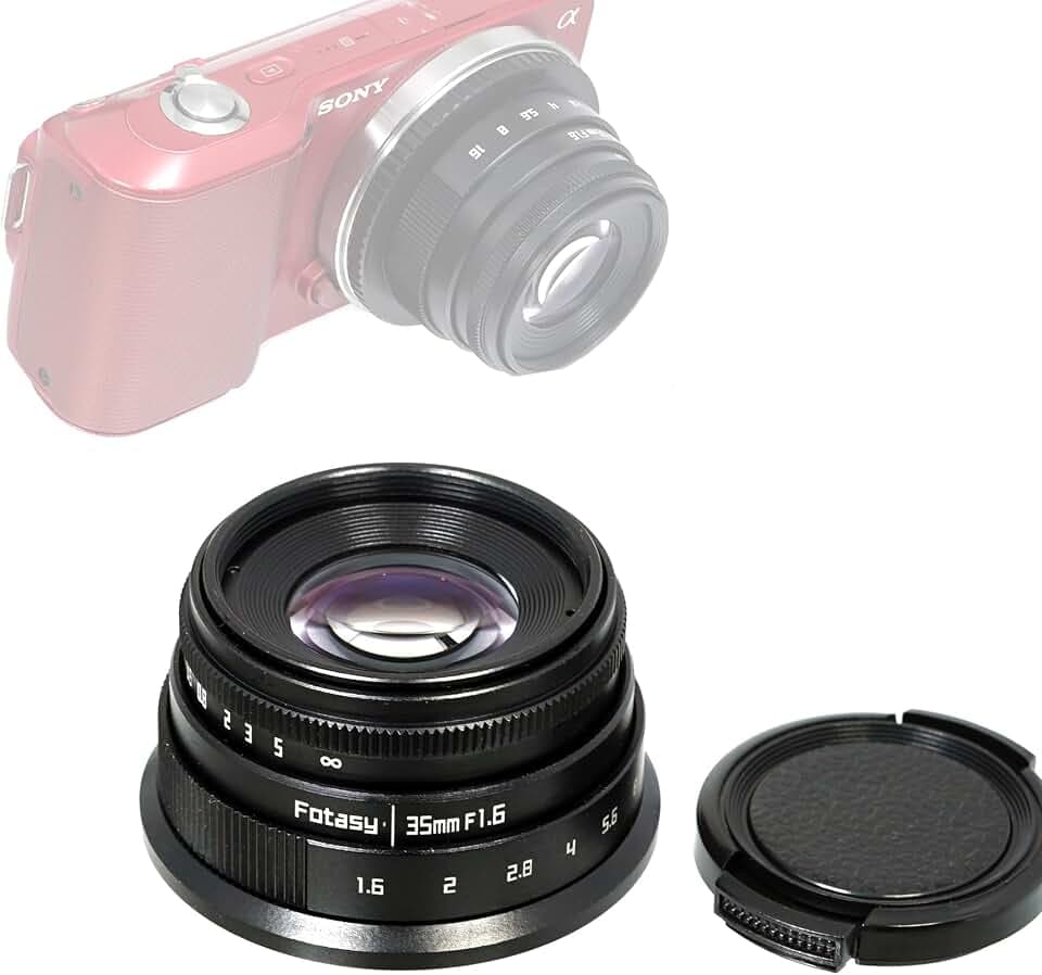 Fotasy 35 mm f1.7 Objektiv für Sony E-Mount-Kamera, 35 mm 1.7 mehrfach beschichtetes manuelles E-Mount-Objektiv passend für Sony NEX-5R NEX6 NEX7 a3100 a5100 a6000 a6100 a63000 a6400 a6500 a600