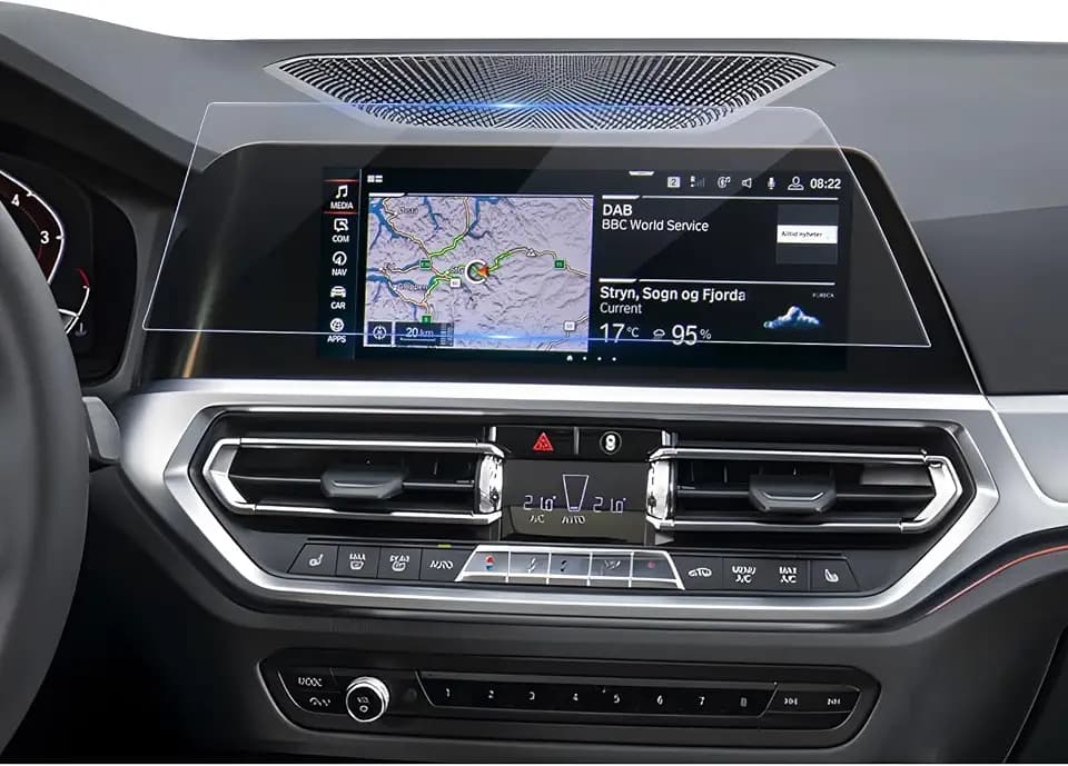 LUWU Kompatibel mit BMW 3er G20 G21 G28 2019-2022 Navigation Displayschutzfolie 10,25 Zoll 9H Gehärtetes Glas HD Kratzfest Anti-Fingerabdruck G20 G21 Zubehör