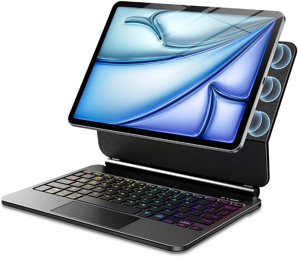 Keyboard Case for iPad Air 11-inch(M3/M2, 2025/2024) & iPad Pro 11 inch(1st/2nd/3rd/4th Gen), Magic-Style Magnetic Keyboard Case-Backlight, Multi-Touch Trackpad Keyboard for iPad Air 10.9 5th/4th Gen