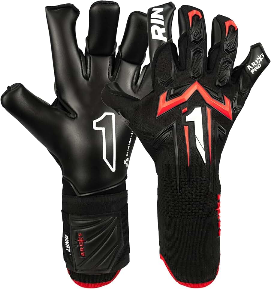 Rinat Aries X Pro Torwarthandschuhe, für Erwachsene, Schwarz, Größe 10