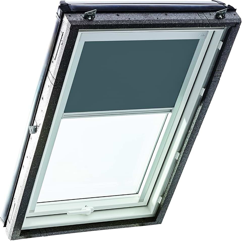Original Roto Verdunkelungsrollo ZRV - Nahezu vollständige Verdunkelung - Führungsschiene Silber - Dachfenster Baureihe Designo R4/R7 und Classic 43/73 - Größe 054/078 | 05/07 - Stofffarbe Dunkelgrau
