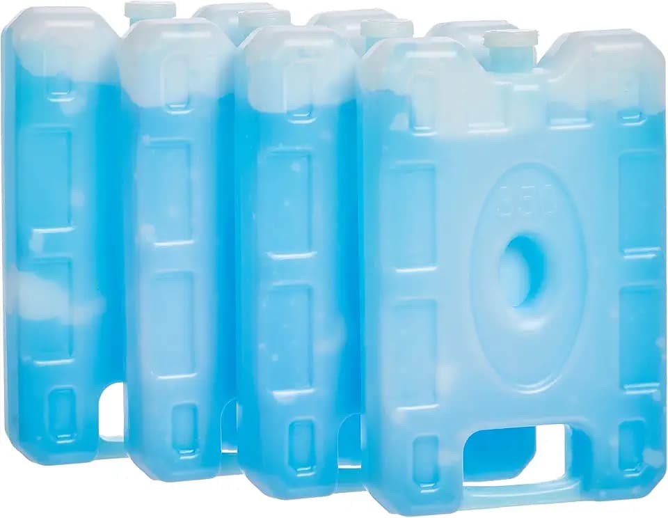 Amazon Basics Reusable Hard Sided Ice Packs for Lunch Boxes, Stay Cold, No Leak, BPA Free, Rectangular, 6.5" x 4.3" x 1.2", Blue, 4-Pack