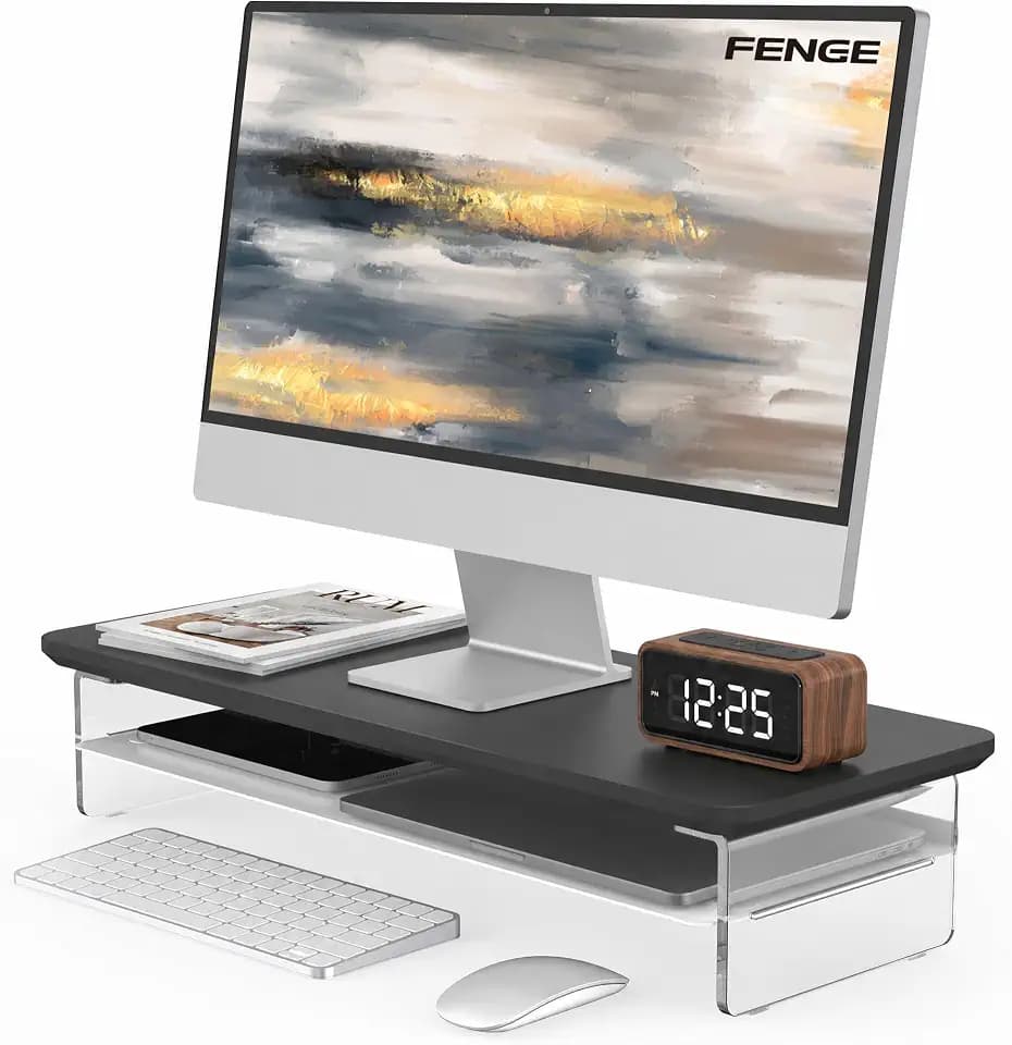 Fenge Monitorständer Acryl, Laptop PC TV, Monitor Stand, Schwarz, 60cm