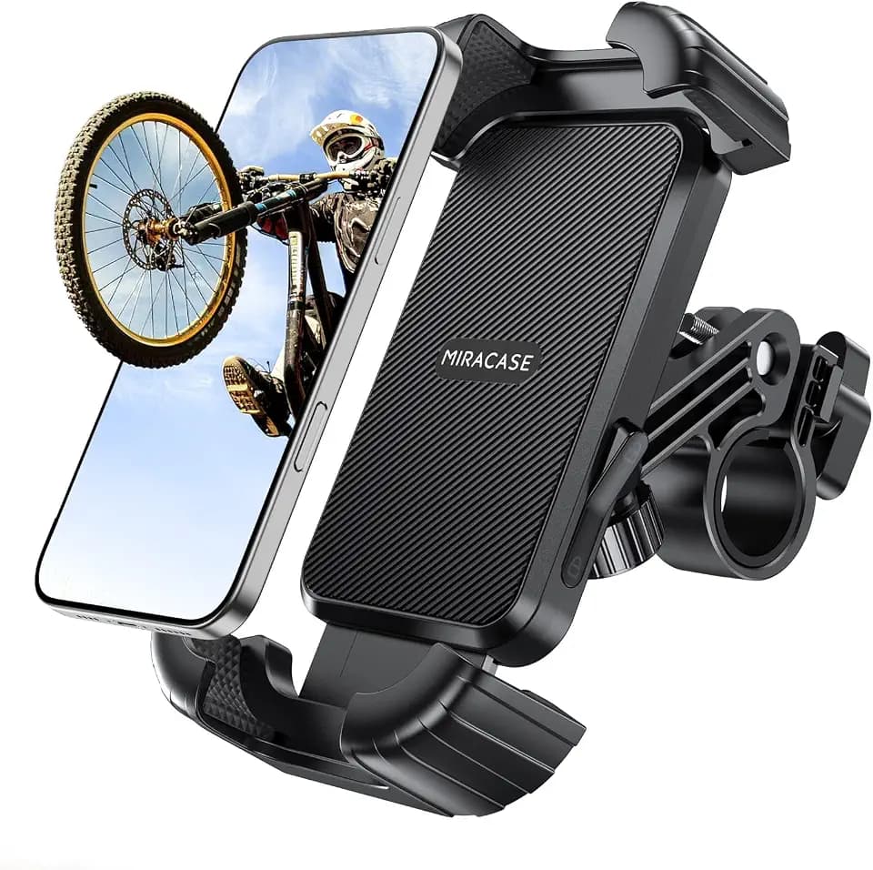 miracase Handyhalterung Fahrrad, verstellbare Anti-Shake-Fahrrad-Handyhalterung, geeignet für 15-35 mm Lenker, [360° drehbar] Sicherer Verriegelungsmechanismus, kompatibel mit 4-7 Zoll Mobiltelefonen