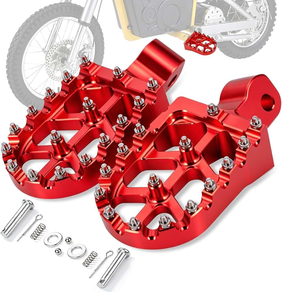 Dirt Bike Foot Pegs Footpegs Rest Pedal CNC for MX 650 500 MX650 MX500 SX500 MX350 Electric Dirt Bike Red