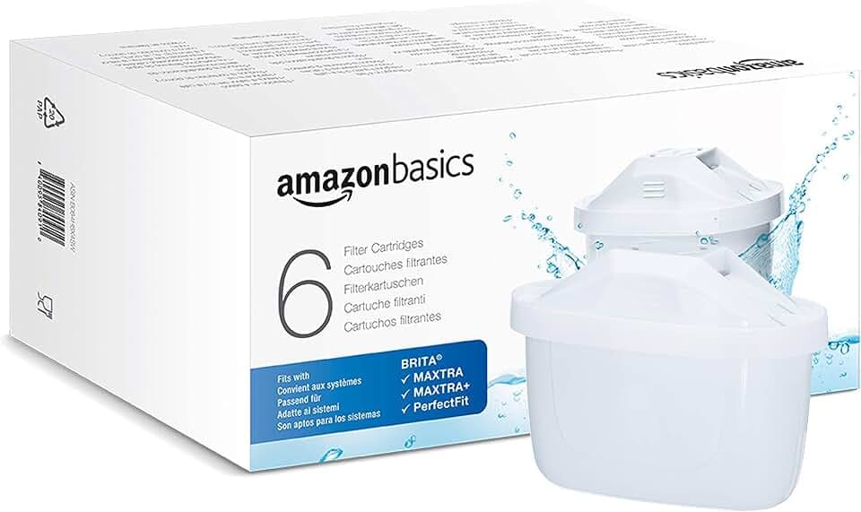 Amazon Basics Wasserfilterkartuschen, 6 stück, 1er-Pack, passend für alle BRITA Systeme inkl. PerfectFit Systeme